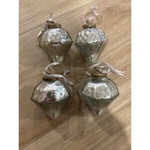 Restoration Hardware Silver Mercury Glass Christmas Ornaments Set Of 8 Orig Box
